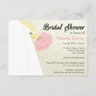 Wedding Dress & Bouquet - 3x5 Bridal Shower Invite
