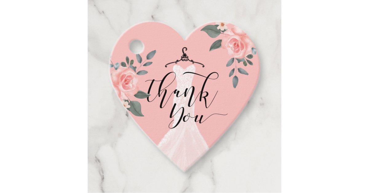 Wedding Dress Bridal Shower Blush Pink Florals Favor Tags Zazzle Com
