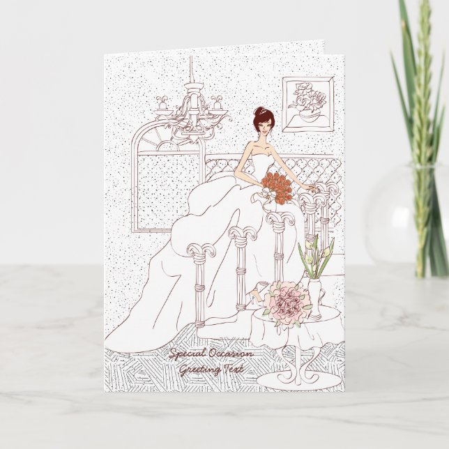 Wedding Dress Bridal Shower Greeting Card (Front)