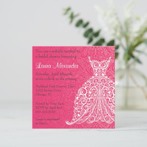 Wedding Dress Bridal Shower Invitation | Zazzle