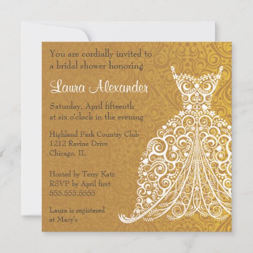 Wedding Dress Bridal Shower Invitation