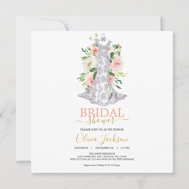 Wedding Dress Bridal Shower Invitation (Front)