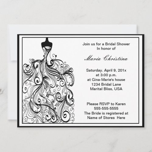 Wedding Dress Bridal Shower Invitation