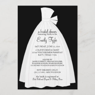 Wedding Dress Bridal Shower Invitation {Ebony}