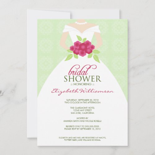 Wedding Dress Bridal Shower Invitation (mint)