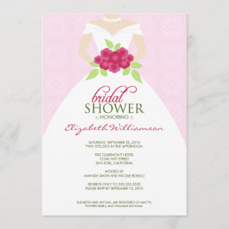 Wedding Dress Bridal Shower Invitation (pink)