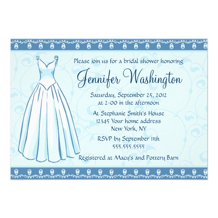 Wedding dress bridal shower party 5x7 invitation