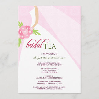 Wedding Dress Bridal Shower Tea Invitation (pink)