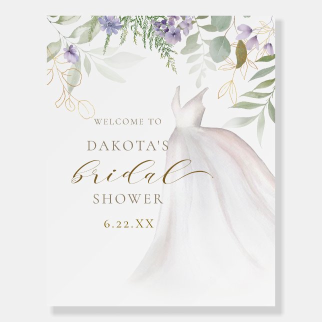 Wedding Dress Bridal Shower Welcome Sign (Front)