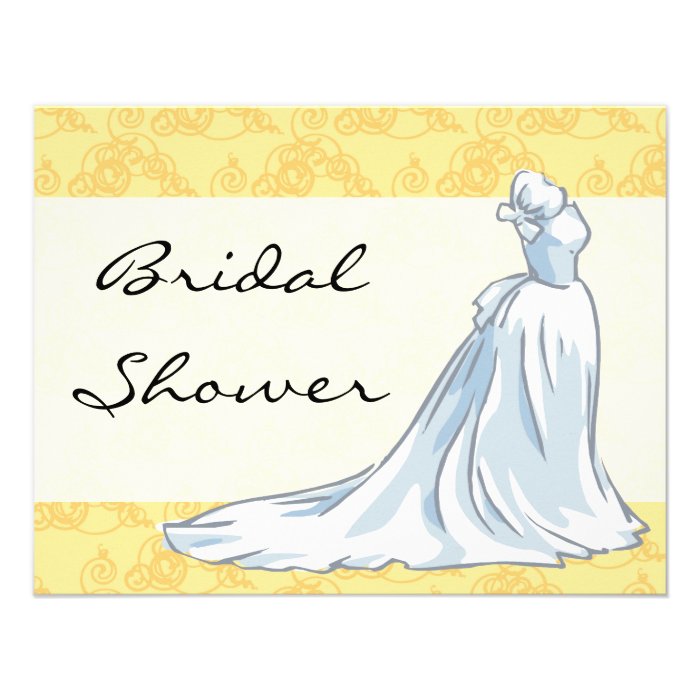 Wedding Dress Bridal Shower   Yellow Invite