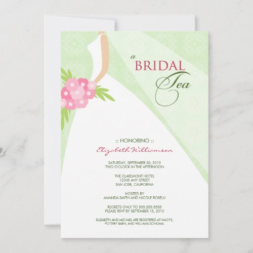 Wedding Dress Bridal Tea Invitation (green)