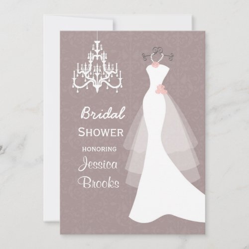 Wedding dress Chandelier  Bridal shower Invitation