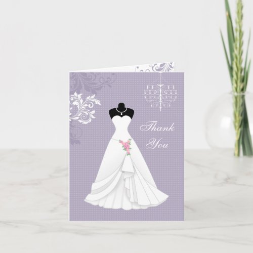 Wedding dress chandelier on lavender Thank You