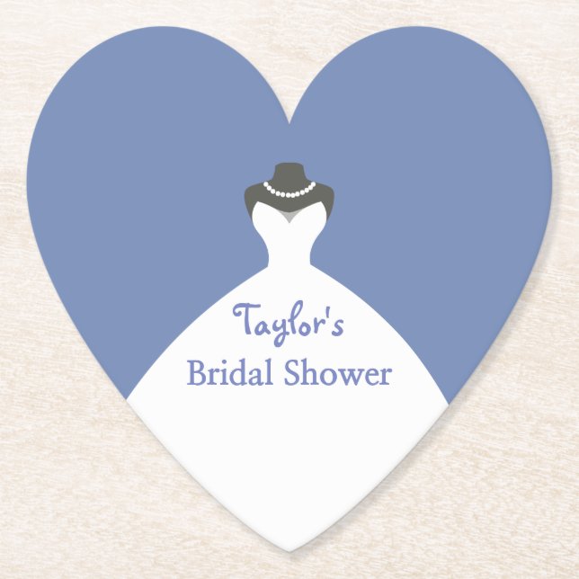 Wedding Dress Charm Bridal Shower Paper Coaster (Front)