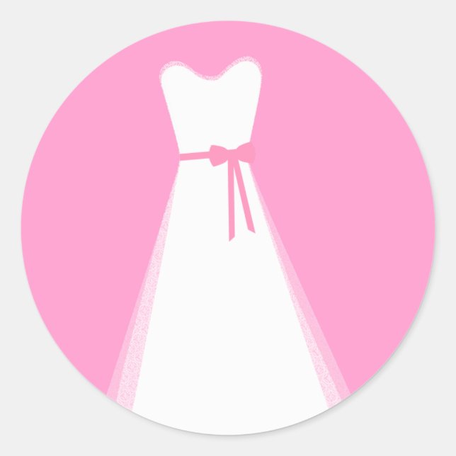 Wedding dress classic round sticker (Front)