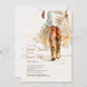 Wedding Dress Cowgirl Boots Bridal Shower Invitation