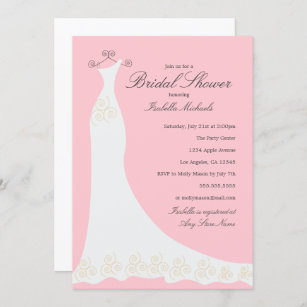 Wedding Dress   Custom Background Color Invitation