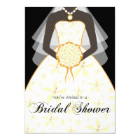 Wedding Dress Custom Bridal Shower Invites Black