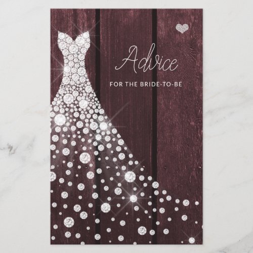 Wedding dress elegant bridal shower advice card