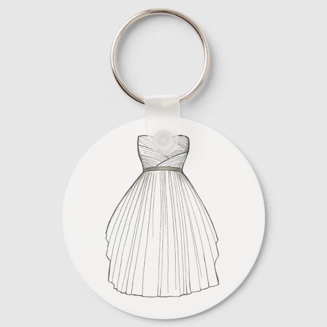Wedding Dress Gown Bride Bridal Shower Keychain (Front)