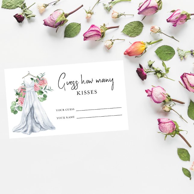 Wedding dress - Guess how many kisses bridal game Enclosure Card (Creator Uploaded)