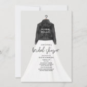 Wedding Dress Leather Jacket Bridal Shower Invitation (Front)