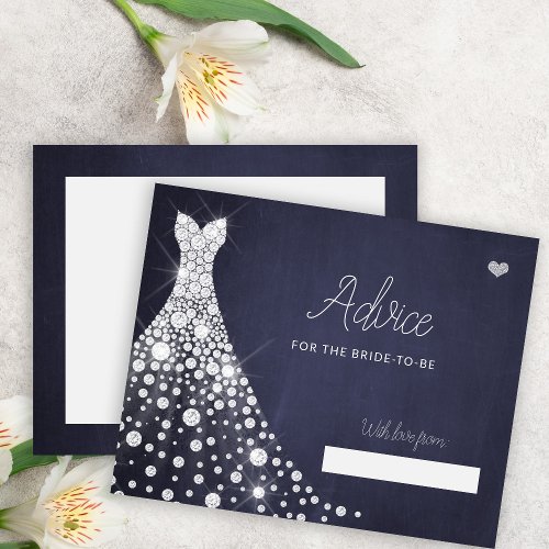 Wedding dress modern bridal shower advice card