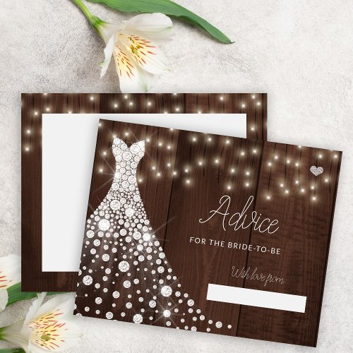 Wedding dress modern bridal shower advice card