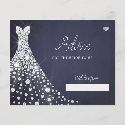 Wedding dress modern bridal shower advice card