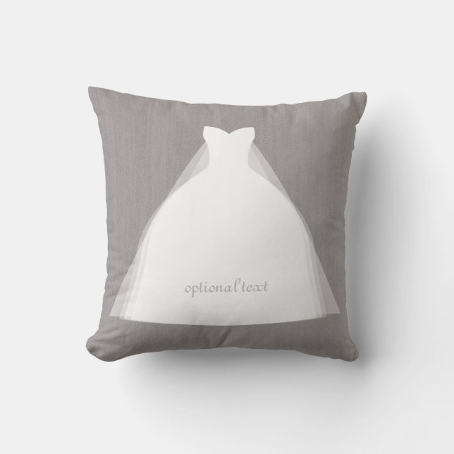 Wedding Dress Modern Glamour Bridal Chic Grey Throw Pillow (Front)