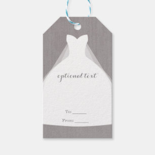 Wedding Dress Modern Glamour Bridal Shower Grey Gift Tags