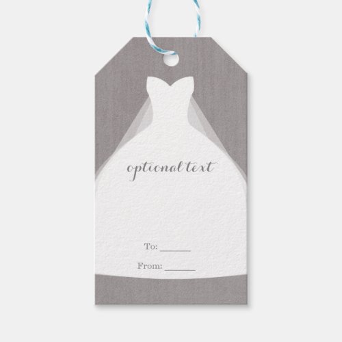 Wedding Dress Modern Glamour Bridal Shower Grey Gift Tags