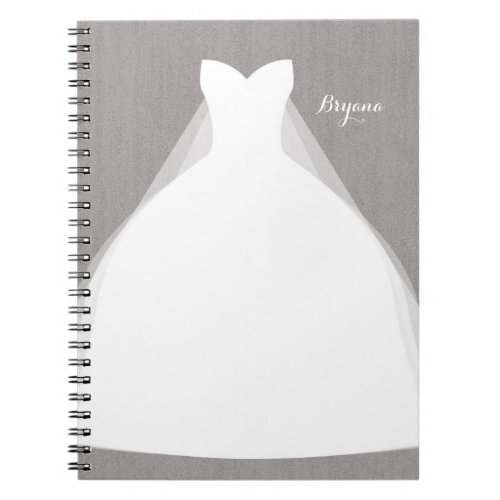 Wedding Dress Modern Glamour Bridal Shower Grey Notebook