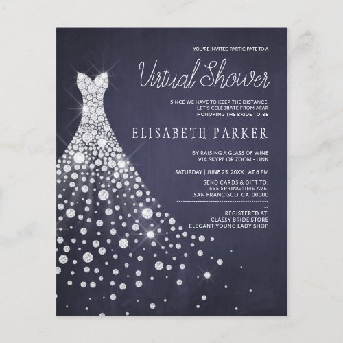 Wedding Dress Navy BUDGET Virtual Shower invite