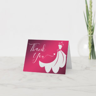 Wedding Dress on Wine Custom Bridal Shower Thank You Card
