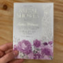 Wedding Dress Purple Lavender Floral Bridal Shower Foil Invitation