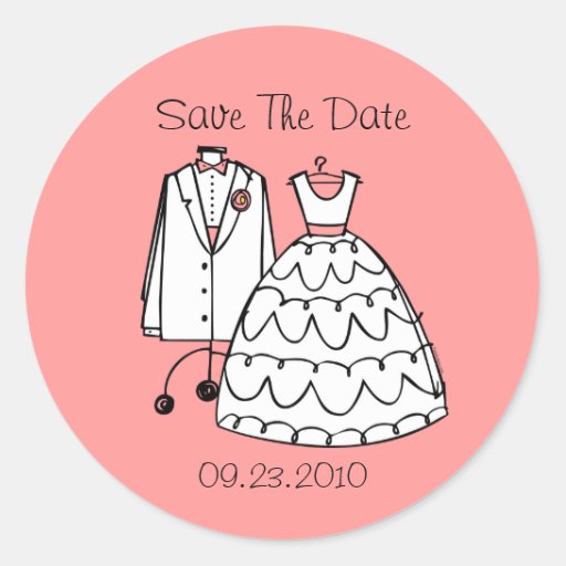 Wedding Dress & Tux Custom Save The Date Stickers | Zazzle