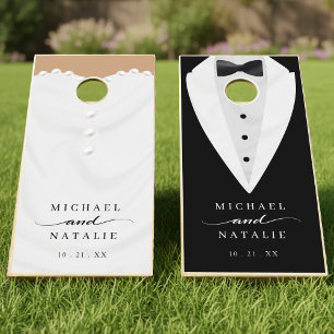 Wedding Dress & Tuxedo Suit Mr Mrs Cornhole Set