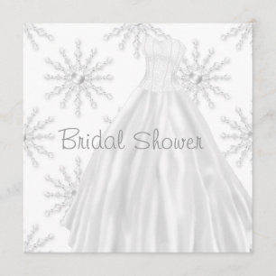 Wedding Dress White Snowflake Bridal Shower Invitation