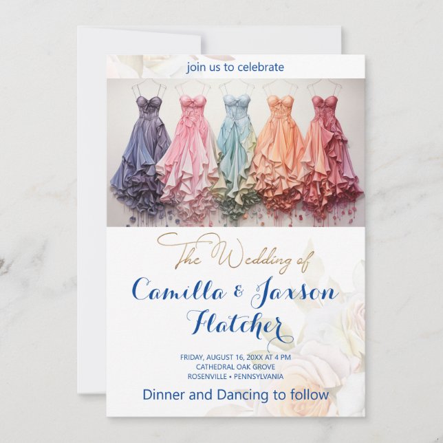 Wedding Dresses fashion style  Invitation (Front)