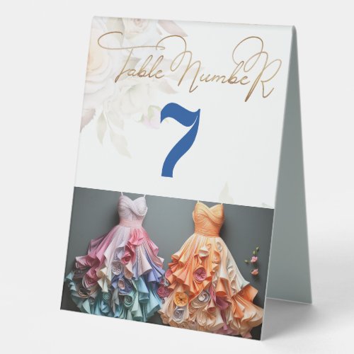 Wedding Dresses fashion style Table Number Table Tent Sign