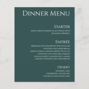 Wedding Drink & Dinner Menu-Emerald Green-