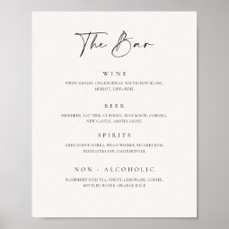 Wedding Drink Menu Bar Sign Reception Poster C100 | Zazzle