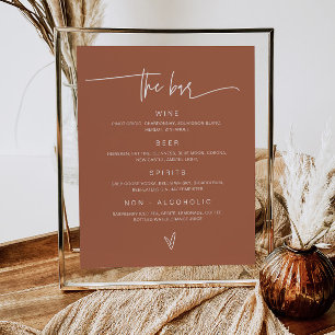 Wedding Drink Menu Bar Sign Reception Poster G400