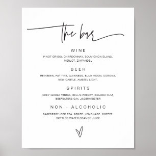 Wedding Drink Menu Bar Sign Reception Poster G400