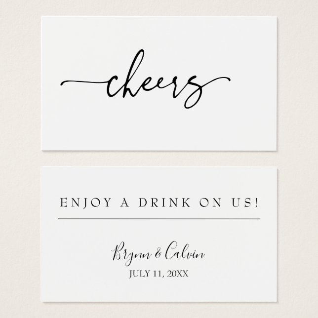 Wedding Drink Ticket Reception Bar Token Card (Front & Back)
