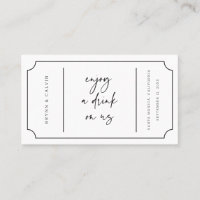Wedding Drink Ticket Reception Bar Token Card B613