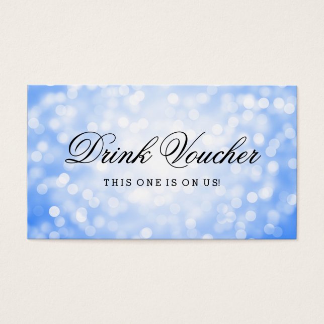 Wedding Drink Voucher Blue Glitter Lights (Front)