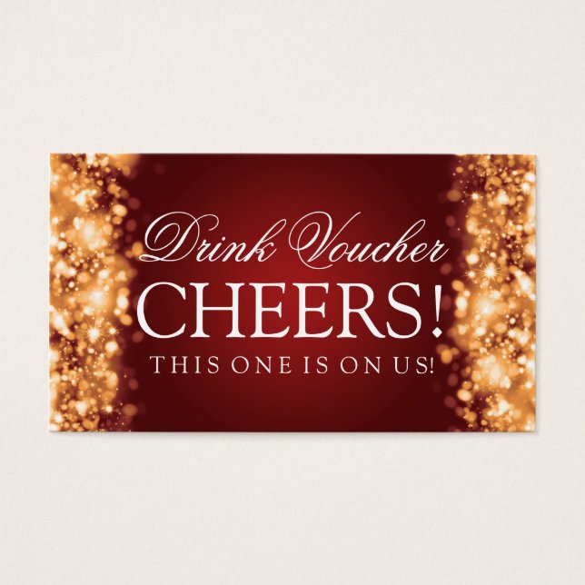 Wedding Drink Voucher Sparkling Lights Gold (Front)