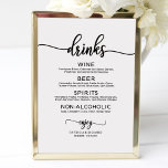Wedding Drinks Bar Menu Black Calligraphy Poster<br><div class="desc">A simple chic calligraphy wedding drinks bar menu sign. I do offer a free customisation service,  if you have any questions or special requests,  please feel free t</div>